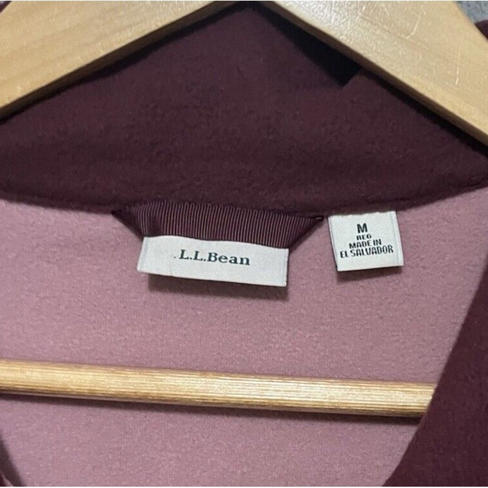 LL Bean Womens Full Zip Fleece Jacket M Pink Burgundy Trim 518458 Repreve F23 - Picture 5 of 8